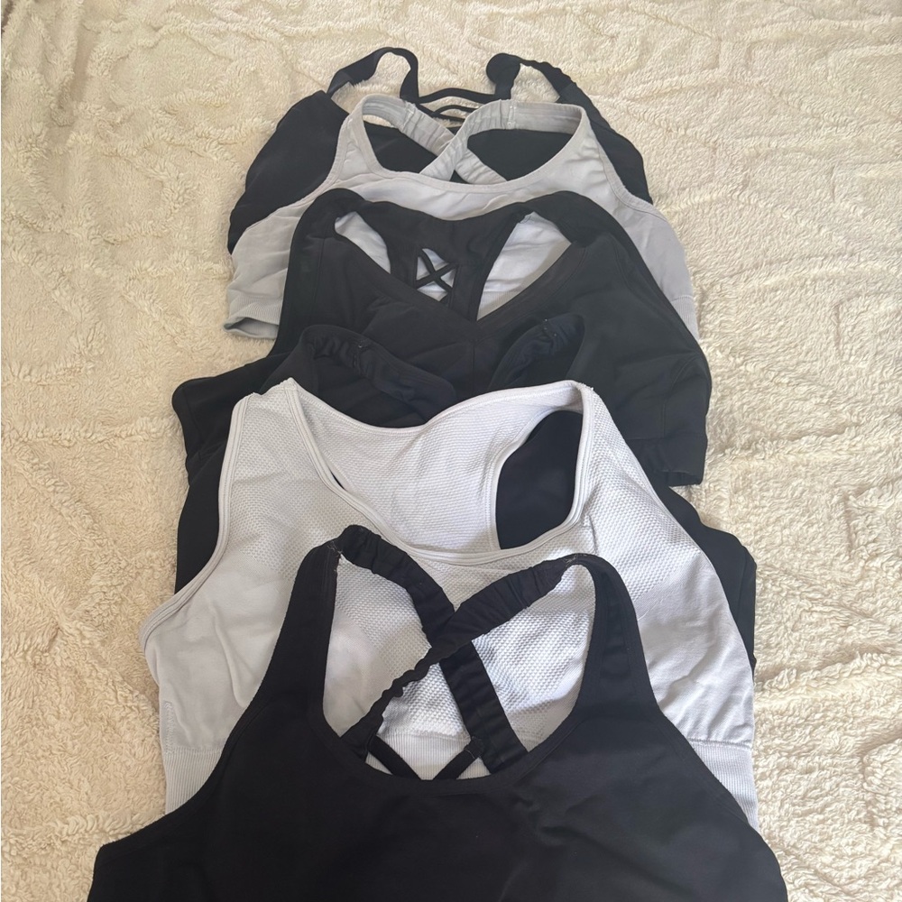 Black and Gray Racerback Sports Bras with Built-in Support
